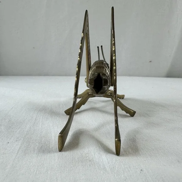 Vintage Solid Brass Cricket/Grasshopper Figurine Paperweight W/ Moveable Legs - Picture 7 of 10
